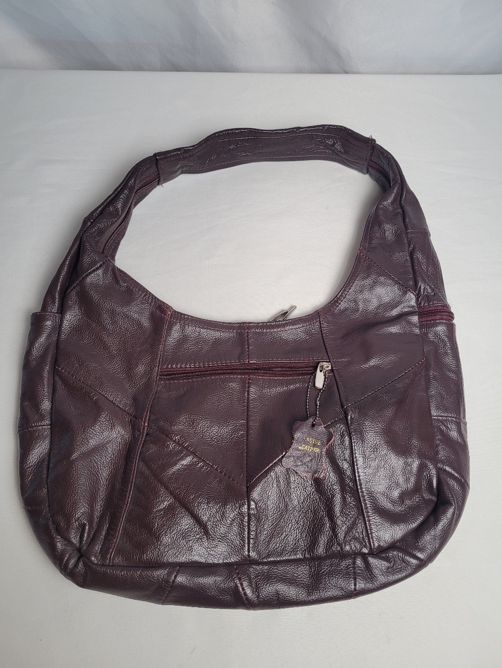 Genuine Leather Dark Burgundy Hobo Shoulder Bag Like New